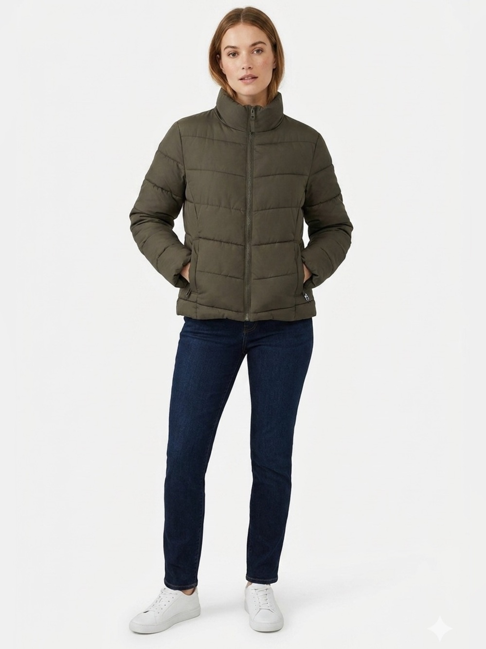 Cole Haan Olive Green Women’s Quilted Puffer Jacket Coat | Size Medium